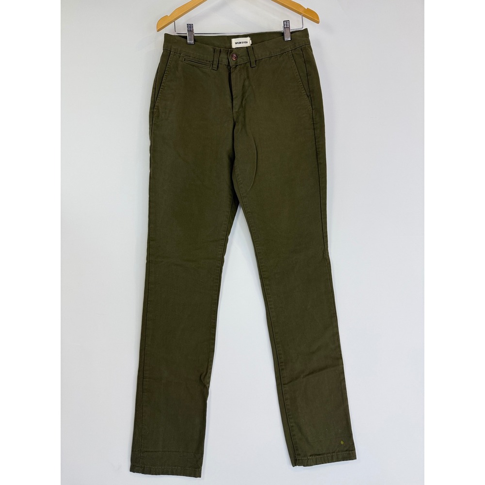 Taylor Stitch Chino Pants Mens 30X34 Olive Green Slim Fit Cotton Made in Spain